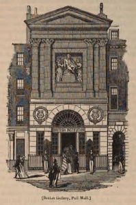 	British Gallery, Pall Mall (engraving of the British Institution building at 52 Pall Mall, London, formerly John Boydell's Shakespeare Gallery) Date 1851
