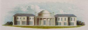the garden front of the Marine Pavilion at Brighton, later to be transformed into the Royal Pavilion. Between the late 1780s and the early 1810s.