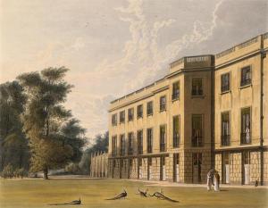 The garden front of Carlton House in London. Early 19th century illustration.