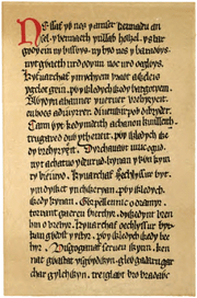 Facsimile of part of column 579 from the Red Book of Hergest