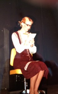 This was in rehearsal for "A Solid Gold Cadillac." I portrayed the prudish secretary, Amelia Shotgraven, to Mrs. Laura Partridge. In the film version, Judy Holliday played Mrs. Partridge. Do not worry, my prudish secretary won the heart of young office intern in the end. 